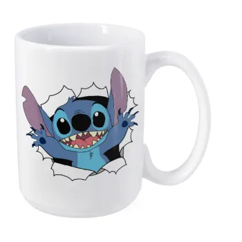 Stitch hello!!!, Κούπα Mega, κεραμική, 450ml