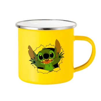 Stitch hello!!!, Yellow Enamel Metallic Cup 360ml