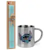 Easter Set, metallic thermal cup (300ml) & aromatic flat Easter candle (30cm) (TURQUOISE)