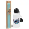 Easter Set, metallic aluminum water bottle (500ml) & scented flat candle (30cm) (TURQUOISE)