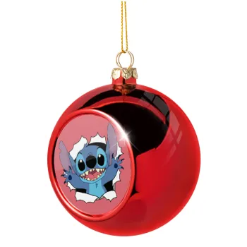Stitch hello!!!, Christmas tree ball Red 8cm