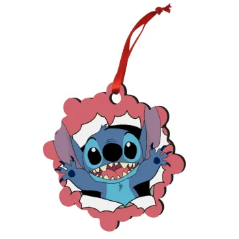 Stitch hello!!!, Στολίδι Χριστουγεννιάτικο στολίδι snowflake ξύλινο 7.5cm