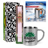Easter Set, metallic thermal cup (300ml) & aromatic flat Easter candle (30cm) (PINK)