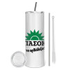 Tumbler ποτήρι θερμό από ανοξείδωτο ατσάλι 600ml, με μεταλλικό καλαμάκι & βούρτσα καθαρισμού