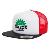 Adult Foam Flat Snapback with Mesh Black-White-Red (POLYESTER, ADULT, UNISEX, ONE SIZE)