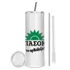 Tumbler ποτήρι θερμό από ανοξείδωτο ατσάλι 600ml, με μεταλλικό καλαμάκι & βούρτσα καθαρισμού