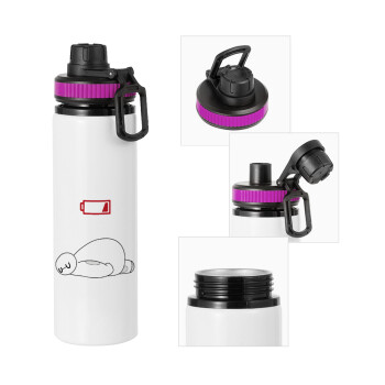 Baymax battery low, Metallic water bottle with safety lid, 850ml aluminum