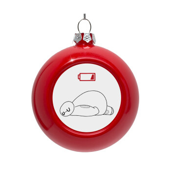 Baymax battery low, Red Christmas tree ornament bauble 8cm