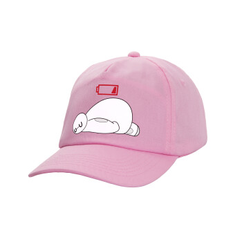 Baymax battery low, Casual children's baseball cap, 100% Cotton Twill, PINK (COTTON, CHILDREN'S, ONE SIZE)