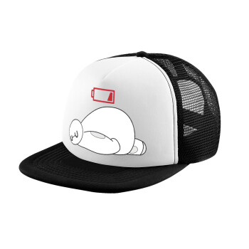 Baymax battery low, Καπέλο παιδικό Soft Trucker με Δίχτυ ΜΑΥΡΟ/ΛΕΥΚΟ (POLYESTER, ΠΑΙΔΙΚΟ, ONE SIZE)