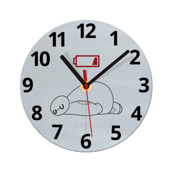Baymax battery low, Ρολόι τοίχου γυάλινο (20cm)