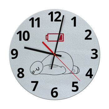 Baymax battery low, Ρολόι τοίχου γυάλινο (30cm)