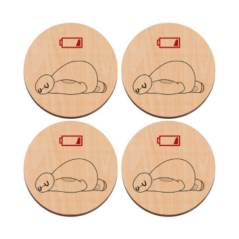 Baymax battery low, ΣΕΤ x4 Σουβέρ ξύλινα στρογγυλά plywood (9cm)