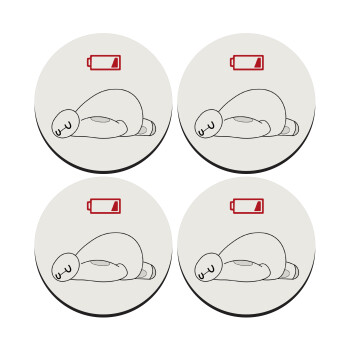 Baymax battery low, ΣΕΤ 4 Σουβέρ ξύλινα στρογγυλά (9cm)