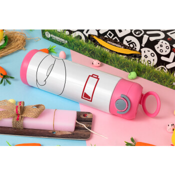Baymax battery low, Easter candle, Childrens hot water bottle, stainless steel, with safety straw, PINK (500ml)