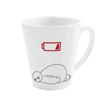 Baymax battery low, Κούπα κωνική Latte Λευκή, κεραμική, 300ml