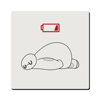 Baymax battery low, Τετράγωνο μαγνητάκι ξύλινο 6x6cm