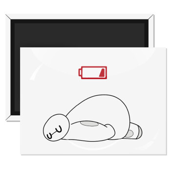 Baymax battery low, Ορθογώνιο μαγνητάκι ψυγείου διάστασης 9x6cm