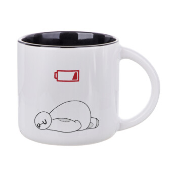 Baymax battery low, Κούπα κεραμική 400ml Λευκή/Μαύρη