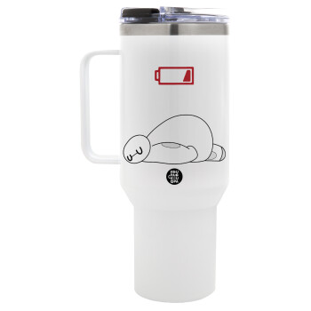 Baymax battery low, Mega Stainless steel Tumbler with lid, double wall 1,2L
