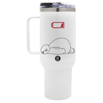 Baymax battery low, Mega Tumbler με καπάκι, διπλού τοιχώματος (θερμό) 1,2L