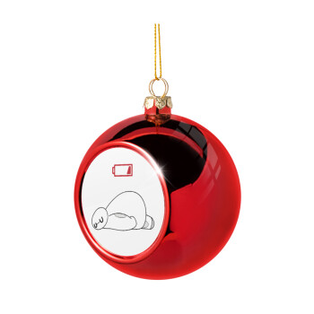 Baymax battery low, Χριστουγεννιάτικη μπάλα δένδρου Κόκκινη 8cm