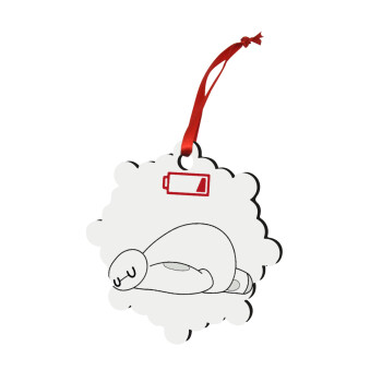 Baymax battery low, Christmas ornament snowflake wooden 7.5cm