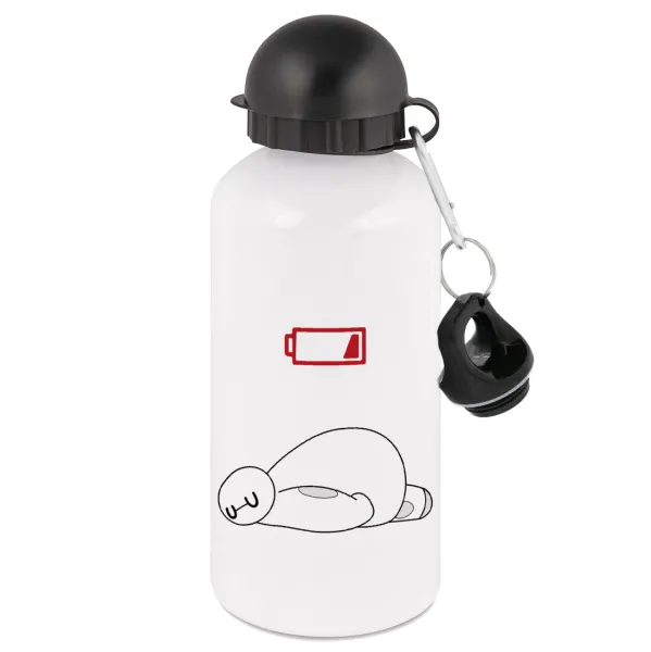 Baymax battery low — Μεταλλικό παγούρι νερού, Λευκό, αλουμινίου 500ml