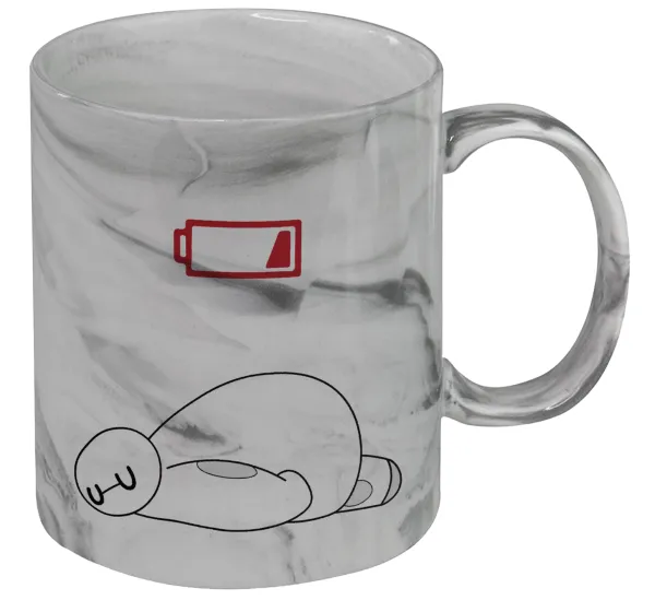Baymax battery low — Κούπα κεραμική, marble style (μάρμαρο), 330ml