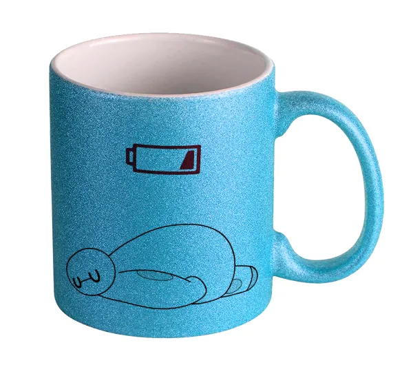 Baymax battery low — Κούπα Σιέλ Glitter που γυαλίζει, κεραμική, 330ml