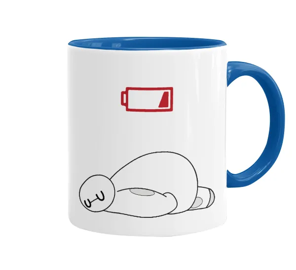 Baymax battery low — Κούπα χρωματιστή μπλε, κεραμική, 330ml
