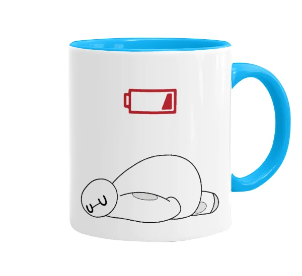 Baymax battery low — Mug colored light blue, ceramic, 330ml