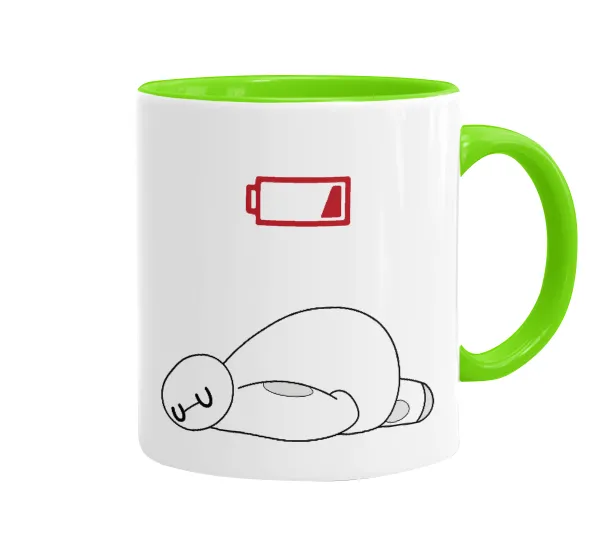 Baymax battery low — Mug colored light green, ceramic, 330ml