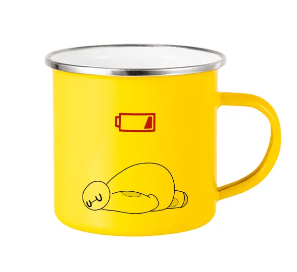 Baymax battery low — Κούπα Μεταλλική εμαγιέ Κίτρινη 360ml