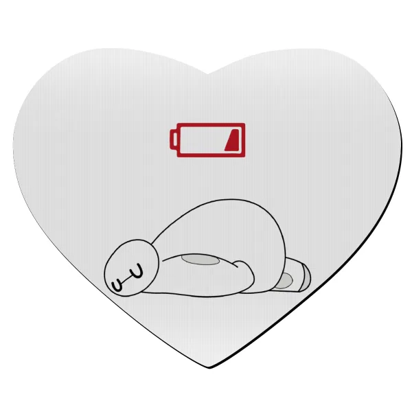 Baymax battery low — Mousepad καρδιά 23x20cm