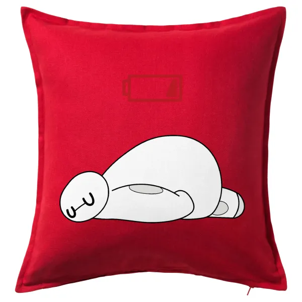 Baymax battery low — Μαξιλάρι καναπέ Κόκκινο 100% βαμβάκι, περιέχεται το γέμισμα (50x50cm)