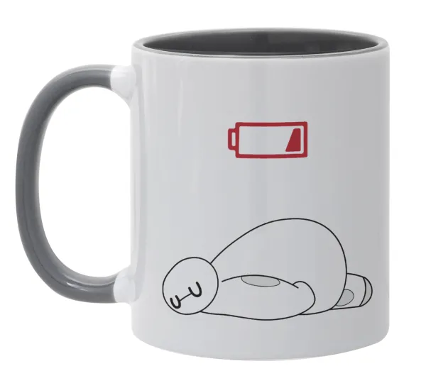 Baymax battery low — Κούπα χρωματιστή γκρι, κεραμική, 330ml