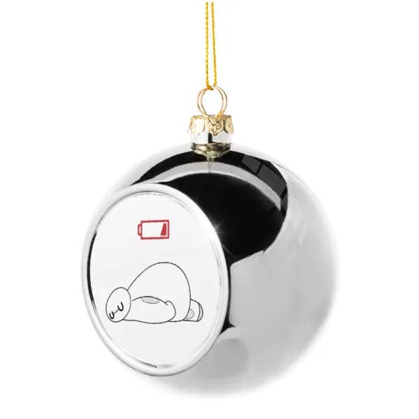 Baymax battery low — Στολίδι Χριστουγεννιάτικη μπάλα δένδρου Ασημένια 8cm