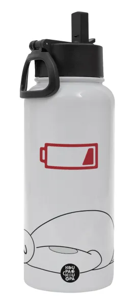 Baymax battery low — Metal mug thermo White with Straw and Spout Lid (Stainless steel), double wall, 950ml