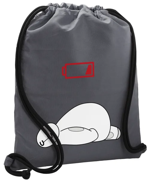 Baymax battery low — Τσάντα πλάτης πουγκί GYMBAG ΓΚΡΙ, με τσέπη (40x48cm) & χονδρά κορδόνια