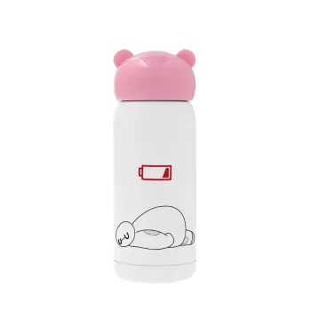 Baymax battery low, Ροζ ανοξείδωτο παγούρι θερμό (Stainless steel), 320ml