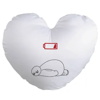 Baymax battery low, Μαξιλάρι καναπέ καρδιά 40x40cm περιέχεται το  γέμισμα