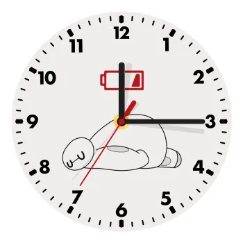 Baymax battery low, Ρολόι τοίχου ξύλινο (20cm)