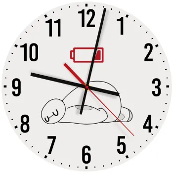 Baymax battery low, Ρολόι τοίχου ξύλινο (30cm)