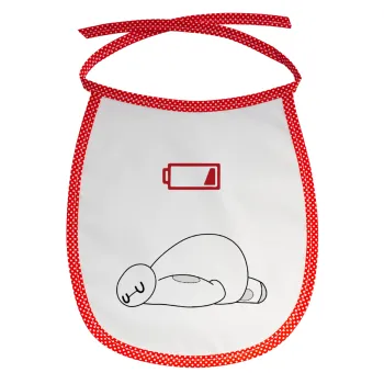 Baymax battery low, Σαλιάρα μωρού αλέκιαστη με κορδόνι Κόκκινη