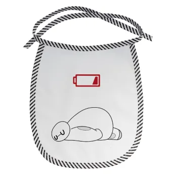 Baymax battery low, Σαλιάρα μωρού αλέκιαστη με κορδόνι Μαύρη