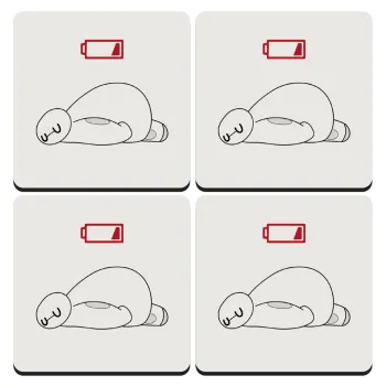Baymax battery low, ΣΕΤ 4 Σουβέρ ξύλινα τετράγωνα (9cm)