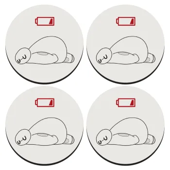 Baymax battery low, ΣΕΤ 4 Σουβέρ ξύλινα στρογγυλά (9cm)