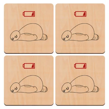 Baymax battery low, ΣΕΤ x4 Σουβέρ ξύλινα τετράγωνα plywood (9cm)