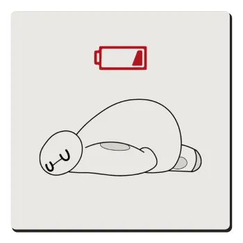 Baymax battery low, Τετράγωνο μαγνητάκι ξύλινο 6x6cm